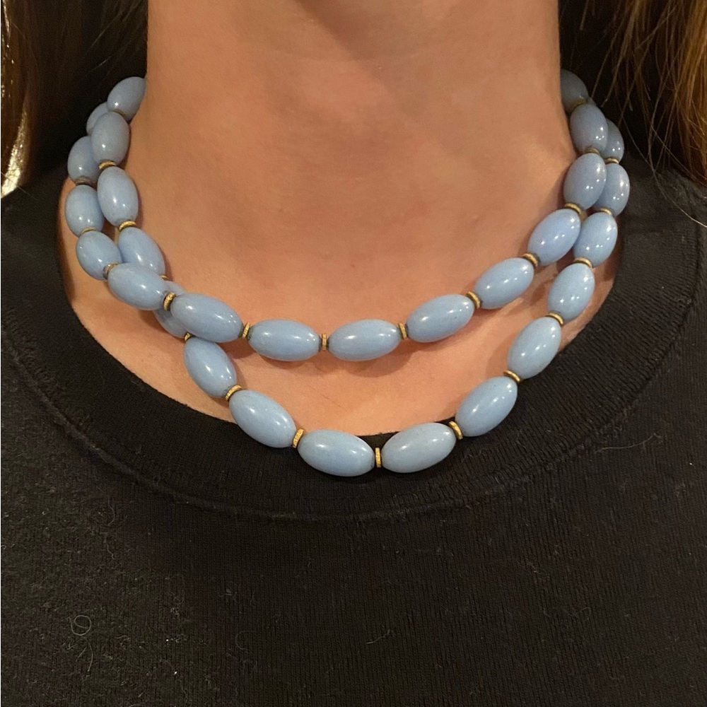 Double Strand Blue Beaded Necklace